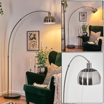 Baloca Lampadaire, Lampadaires arc Nickel mat, Noir, 1 lumière