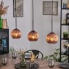 Ripoll Suspension, Boule lumineuse, Suspension Cuivré, 3 lumières