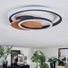 Rapoila Plafonnier LED Couleur bois, Noir, 1 lumière