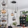 Ripoll Suspension, Boule lumineuse, Suspension, Suspension grappe Ambre, Chrome, Fumé, 3 lumières