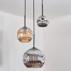 Ripoll Suspension, Boule lumineuse, Suspension, Suspension grappe Ambre, Chrome, Fumé, 3 lumières