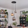 Ripoll Suspension, Boule lumineuse, Suspension, Suspension grappe Ambre, Chrome, Fumé, 3 lumières