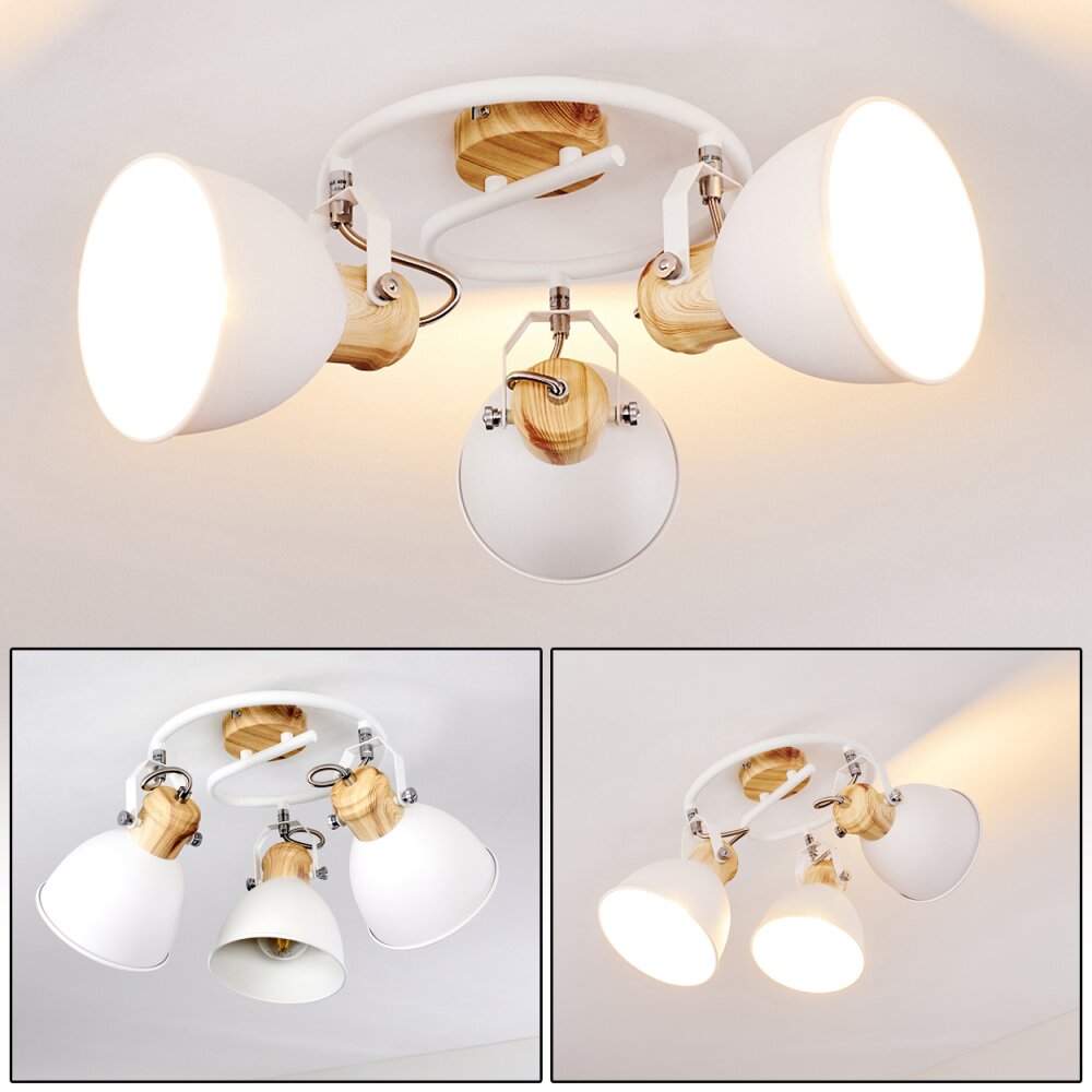 Plafonnier Banjul Bois clair, Blanc, 3 lumières main product photo
