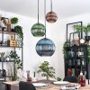 Koyoto Suspension, Boule lumineuse, Suspension, Suspension grappe Bleu, Vert, Cuivré, 3 lumières