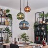 Koyoto Suspension, Boule lumineuse, Suspension, Suspension grappe Bleu, Vert, Cuivré, 3 lumières