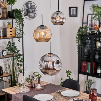 Ripoll Suspension, Boule lumineuse, Suspension, Suspension grappe Ambre, Chrome, Fumé, 3 lumières Ripoll Suspension, Boule lumineuse, Suspension, Suspension grappe Ambre, Chrome, Fumé, 3 lumières