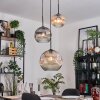 Ripoll Suspension, Boule lumineuse, Suspension, Suspension grappe Ambre, Clair, Fumé, 3 lumières