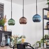 Koyoto Suspension, Boule lumineuse, Suspension Bleu, Vert, Cuivré, 3 lumières