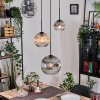 Ripoll Suspension, Boule lumineuse, Suspension grappe Ambre, Clair, Fumé, 3 lumières