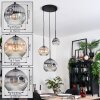 Ripoll Suspension, Boule lumineuse, Suspension grappe Ambre, Clair, Fumé, 3 lumières
