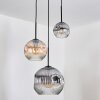 Ripoll Suspension, Boule lumineuse, Suspension grappe Ambre, Clair, Fumé, 3 lumières