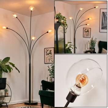 Nikkala Lampadaire Chrome, Noir, 5 lumières