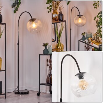Koyoto Lampadaire, Lampadaires arc Chrome, Noir, 1 lumière
