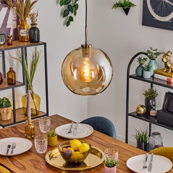 Koyoto Suspension, Boule lumineuse, Suspension Or, Noir, 1 lumière