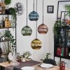 Koyoto Suspension, Boule lumineuse, Suspension grappe 35 cm Bleu, Or, Vert, Cuivré, 4 lumières