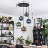 Koyoto Suspension, Boule lumineuse, Suspension grappe 45 cm Bleu, Vert, Cuivré, 5 lumières