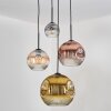 Ripoll Suspension, Boule lumineuse, Suspension grappe Ambre, Or, Clair, Cuivré, Fumé, 4 lumières