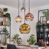 Ripoll Suspension, Boule lumineuse, Suspension grappe Ambre, Or, Clair, Cuivré, Fumé, 4 lumières