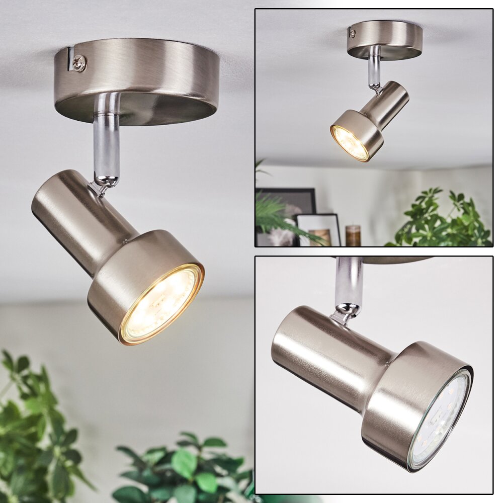 Edain Plafonnier, Spot de plafond LED Chrome, Nickel mat, 1 lumière main product photo