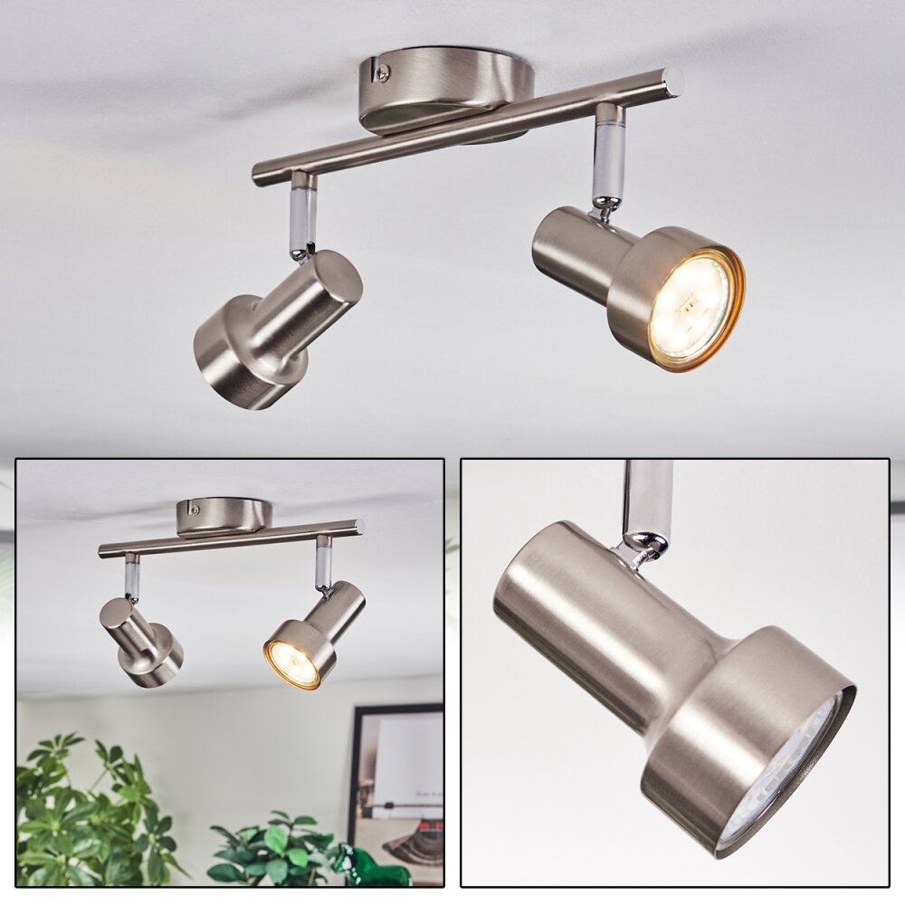Edain Plafonnier, Spot de plafond LED Chrome, Nickel mat, 2 lumières main product photo
