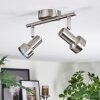 Edain Plafonnier, Spot de plafond LED Chrome, Nickel mat, 2 lumières