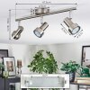Edain Plafonnier, Spot de plafond LED Chrome, Nickel mat, 3 lumières