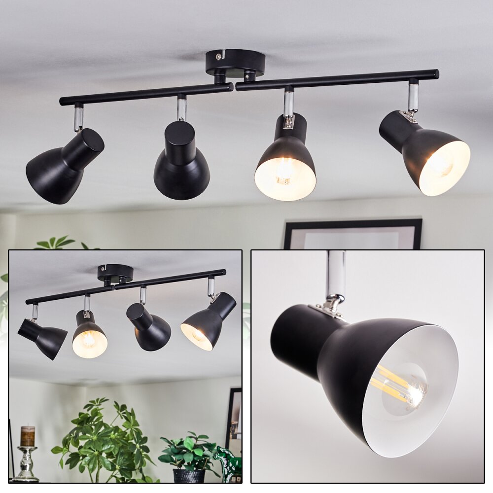 Farel Plafonnier, Spot de plafond Chrome, Noir, 4 lumières main product photo