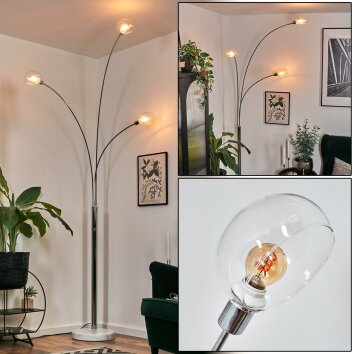 Nikkala Lampadaire Chrome, Blanc, 3 lumières Nikkala Lampadaire Chrome, Blanc, 3 lumières