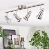 Firan Plafonnier, Spot de plafond LED Chrome, Nickel mat, 4 lumières