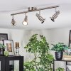 Firan Plafonnier, Spot de plafond LED Chrome, Nickel mat, 4 lumières
