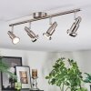 Firan Plafonnier, Spot de plafond LED Chrome, Nickel mat, 4 lumières