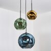Ripoll Suspension, Boule lumineuse, Suspension grappe Bleu, Or, Vert, 3 lumières