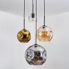 Ripoll Suspension, Boule lumineuse, Suspension grappe Ambre, Chrome, Or, Clair, Fumé, 4 lumières