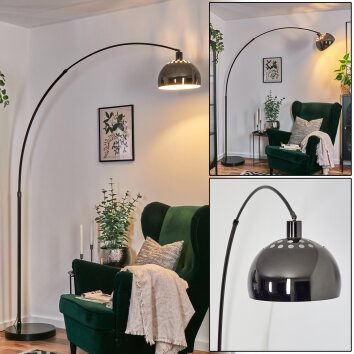 Baloca Lampadaire, Lampadaires arc Chrome, Noir, 1 lumière