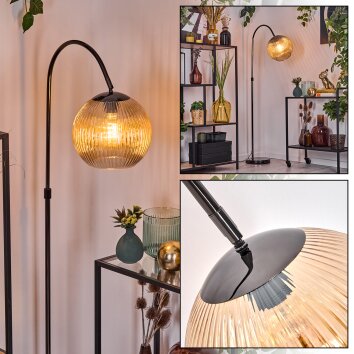 Koyoto Lampadaire, Lampadaires arc Chrome, Noir, 1 lumière