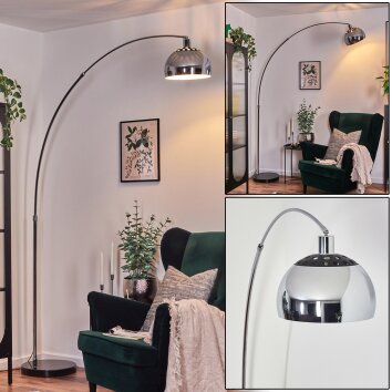 Baloca Lampadaire, Lampadaires arc Chrome, Noir, 1 lumière