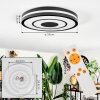 Ganor Plafonnier LED Noir, Blanc, 1 lumière, Télécommandes