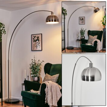 Baloca Lampadaire Nickel mat, Noir, 1 lumière