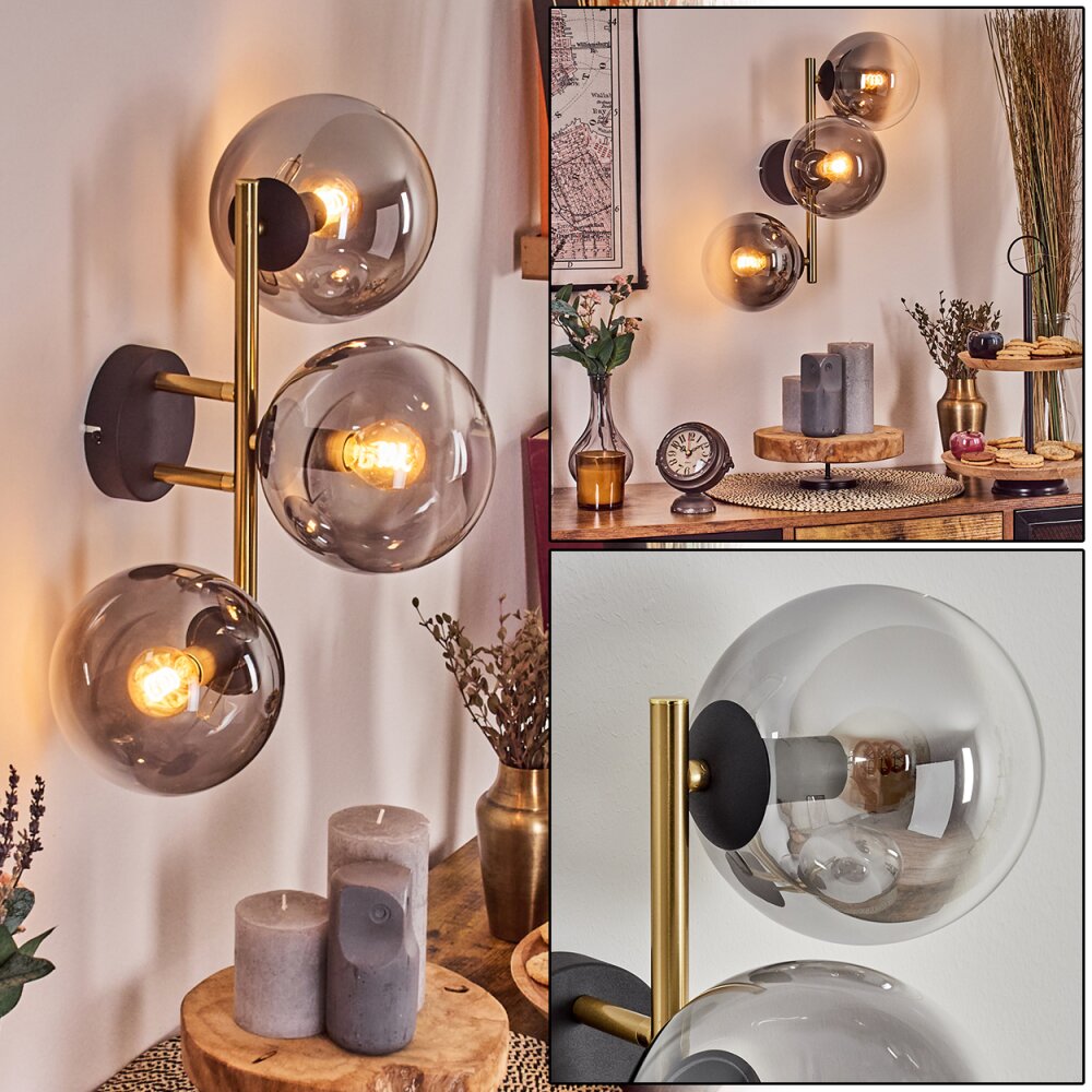 Gastor Boule lumineuse, Applique murale Or, Noir, 3 lumières main product photo