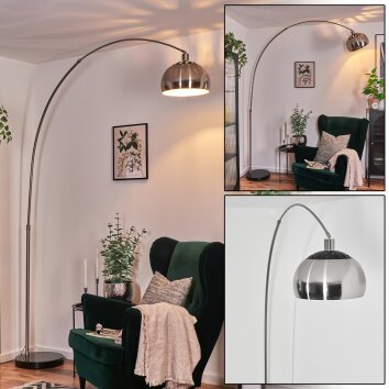 Baloca Lampadaire, Lampadaires arc Nickel mat, Noir, 1 lumière