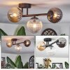 Chehalis Plafonnier, Boule lumineuse Ambre, Clair, Fumé, 3 lumières