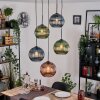 Koyoto Suspension, Boule lumineuse, Suspension grappe Bleu, Vert, Cuivré, 5 lumières