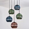 Koyoto Suspension, Boule lumineuse, Suspension grappe Bleu, Vert, Cuivré, 5 lumières