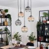 Ripoll Suspension, Boule lumineuse, Suspension grappe Ambre, Clair, Fumé, 5 lumières