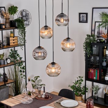 Ripoll Suspension, Boule lumineuse, Suspension grappe Ambre, Clair, Fumé, 5 lumières Ripoll Suspension, Boule lumineuse, Suspension grappe Ambre, Clair, Fumé, 5 lumières