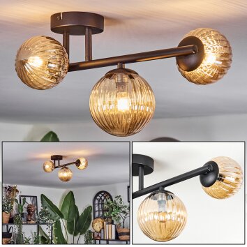 Chehalis Plafonnier, Boule lumineuse Ambre, 3 lumières