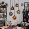 Ripoll Suspension, Boule lumineuse, Suspension grappe Bleu, Chrome, Or, Vert, Cuivré, Fumé, 5 lumières