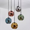 Ripoll Suspension, Boule lumineuse, Suspension grappe Bleu, Chrome, Or, Vert, Cuivré, Fumé, 5 lumières