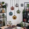 Ripoll Suspension, Boule lumineuse, Suspension grappe Bleu, Chrome, Or, Vert, Cuivré, Fumé, 5 lumières
