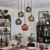 Ripoll Suspension, Boule lumineuse, Suspension grappe Bleu, Vert, Cuivré, 5 lumières